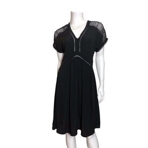 NWT Suncoo Canelle Crochet Detail Dress in Black Size T1/S $190